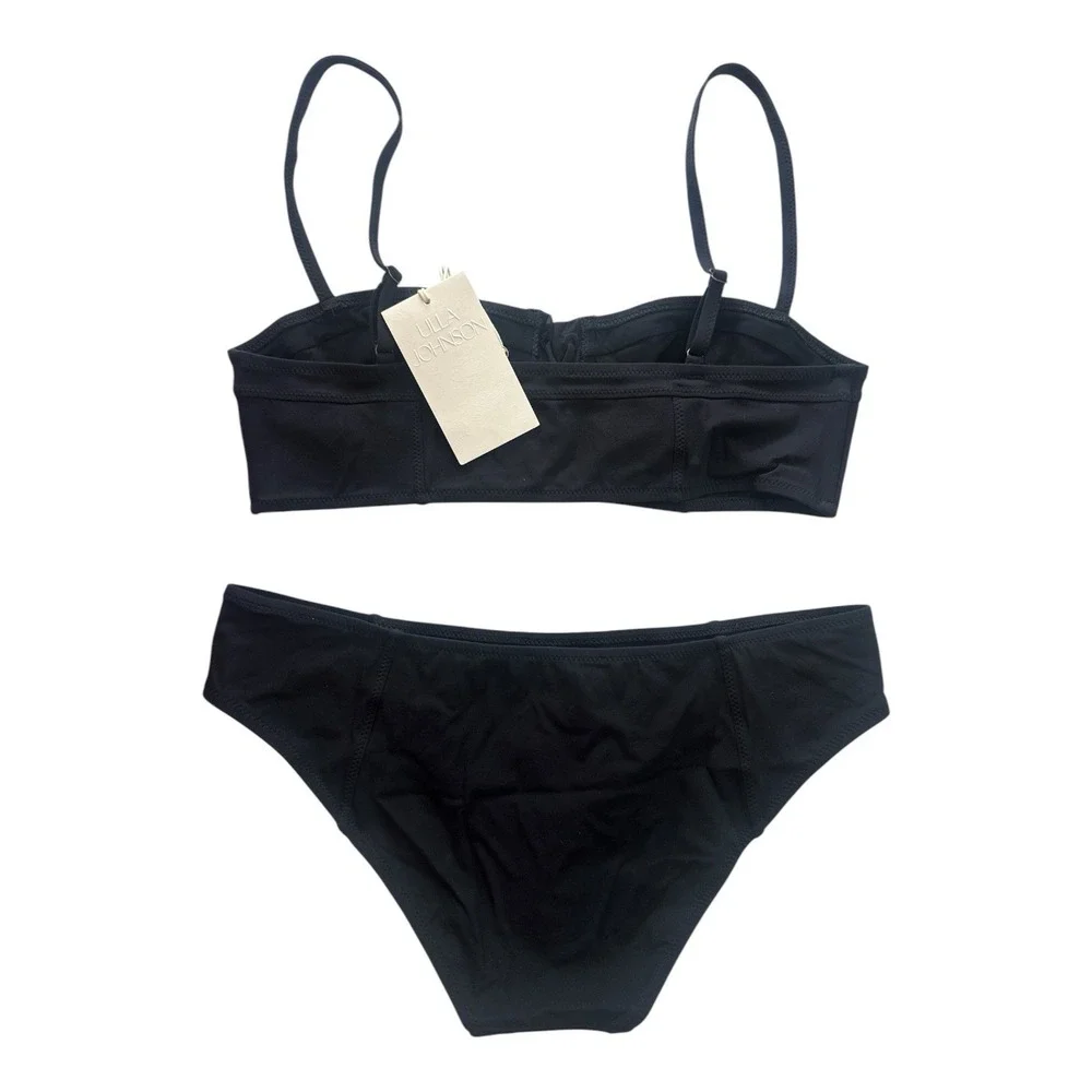 New ULLA Johnson Lea Bikini Set Swimsuit Women's Large Black Beach Vacation